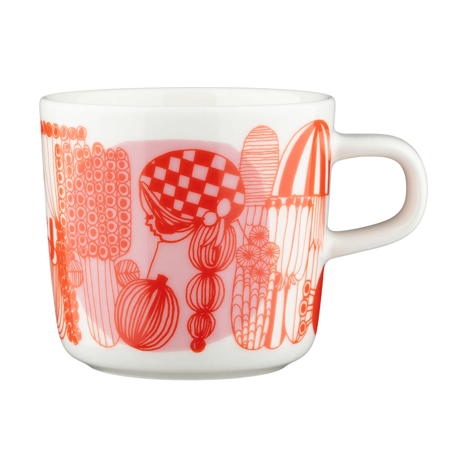 Siirtolapuutarha mugg 20 cl, White-orange-light pink Marimekko