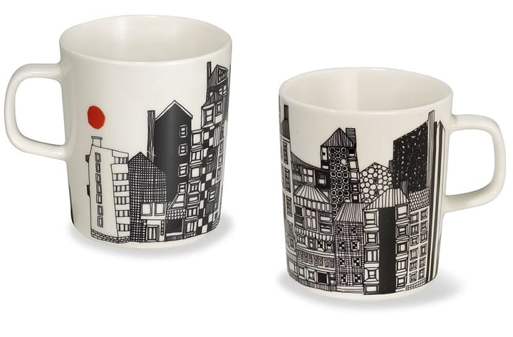 Siirtolapuutarha mugg 2,5 dl, svart-orange Marimekko