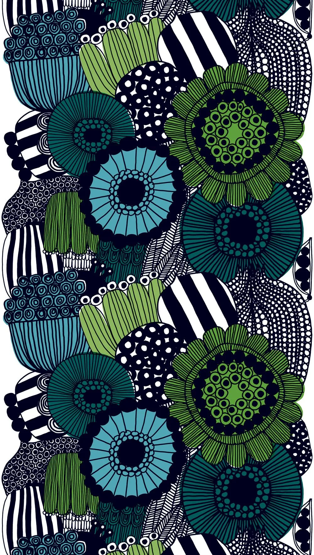 Siirtolapuutarha tyg, blå-grön Marimekko