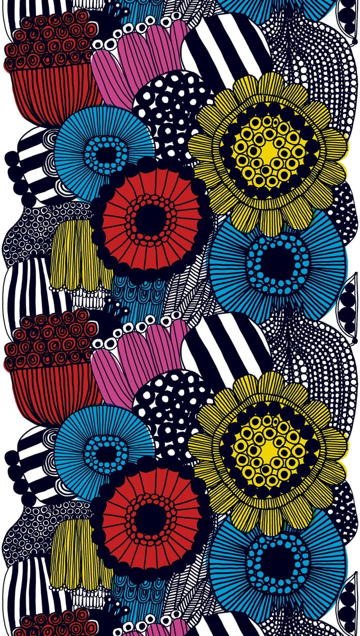 Siirtolapuutarha tyg, gul-rosa-blå Marimekko