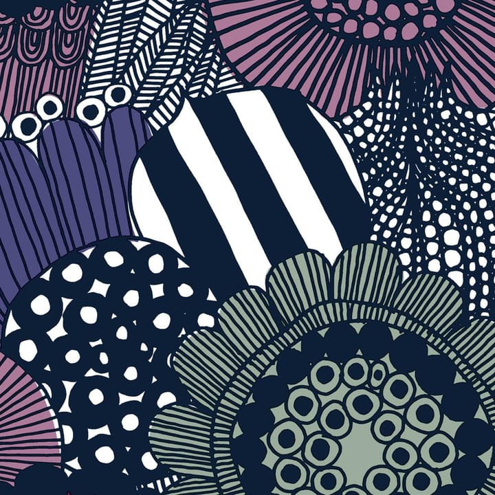 Siirtolapuutarha tyg, vit-lila-grå Marimekko
