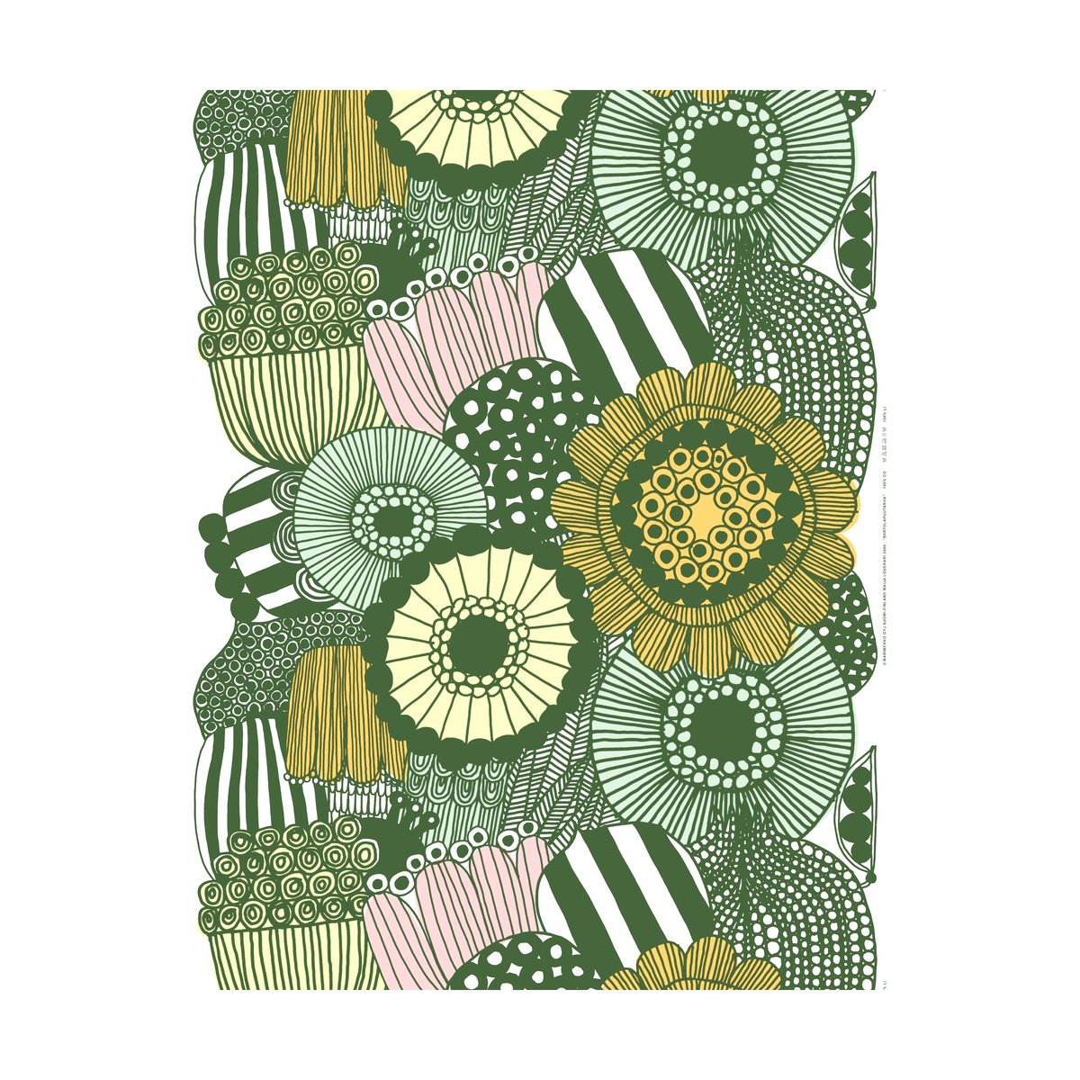 Marimekko Siirtolapuutarha tyg White-green-light yellow-orange