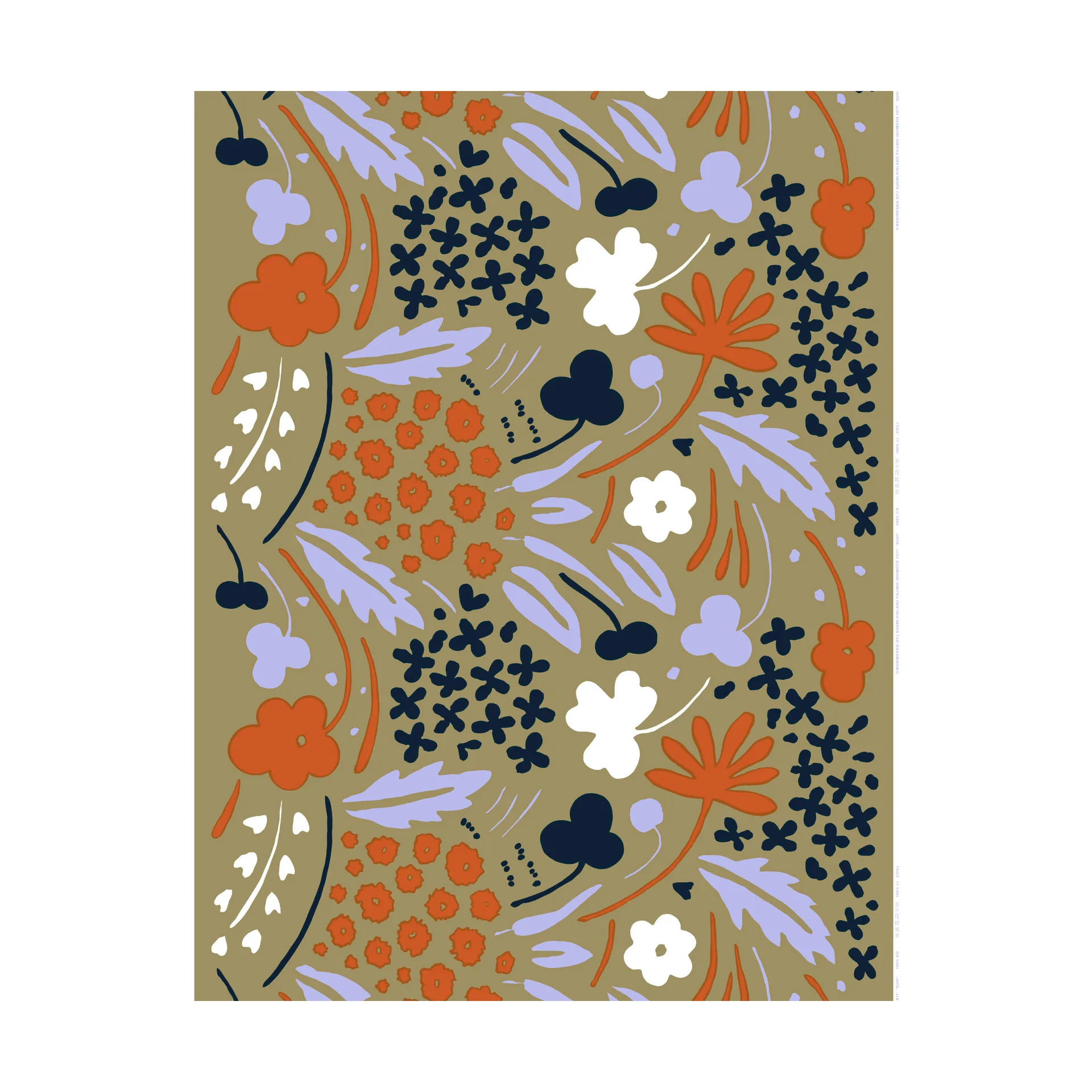 Suvi tyg, Grey-green-dark blue-tile Marimekko