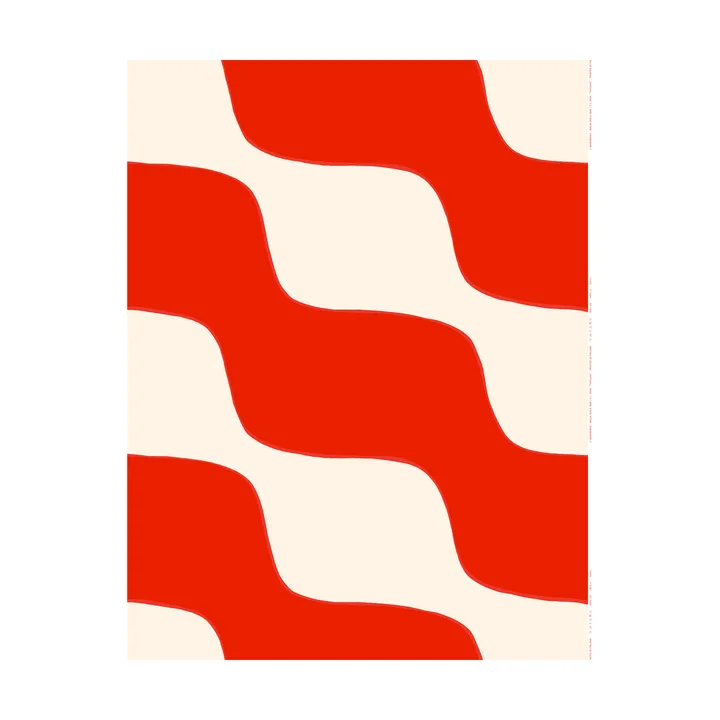 Taifuuni tyg - Natural white, orange red, bomull - Marimekko