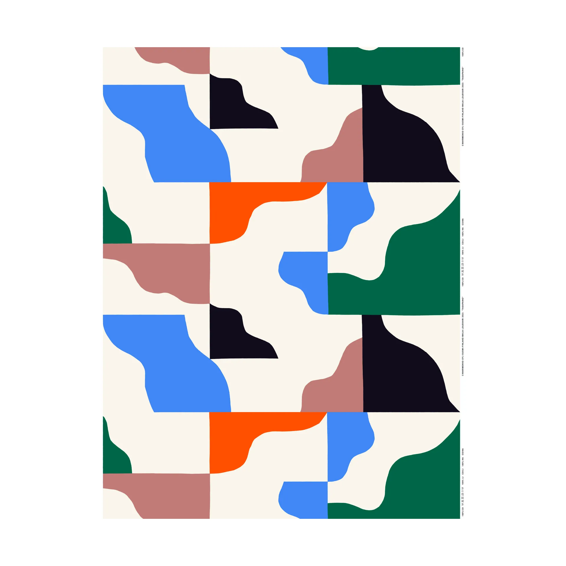 Tasapaino bomullstyg, Feather-bright blue-orange Marimekko