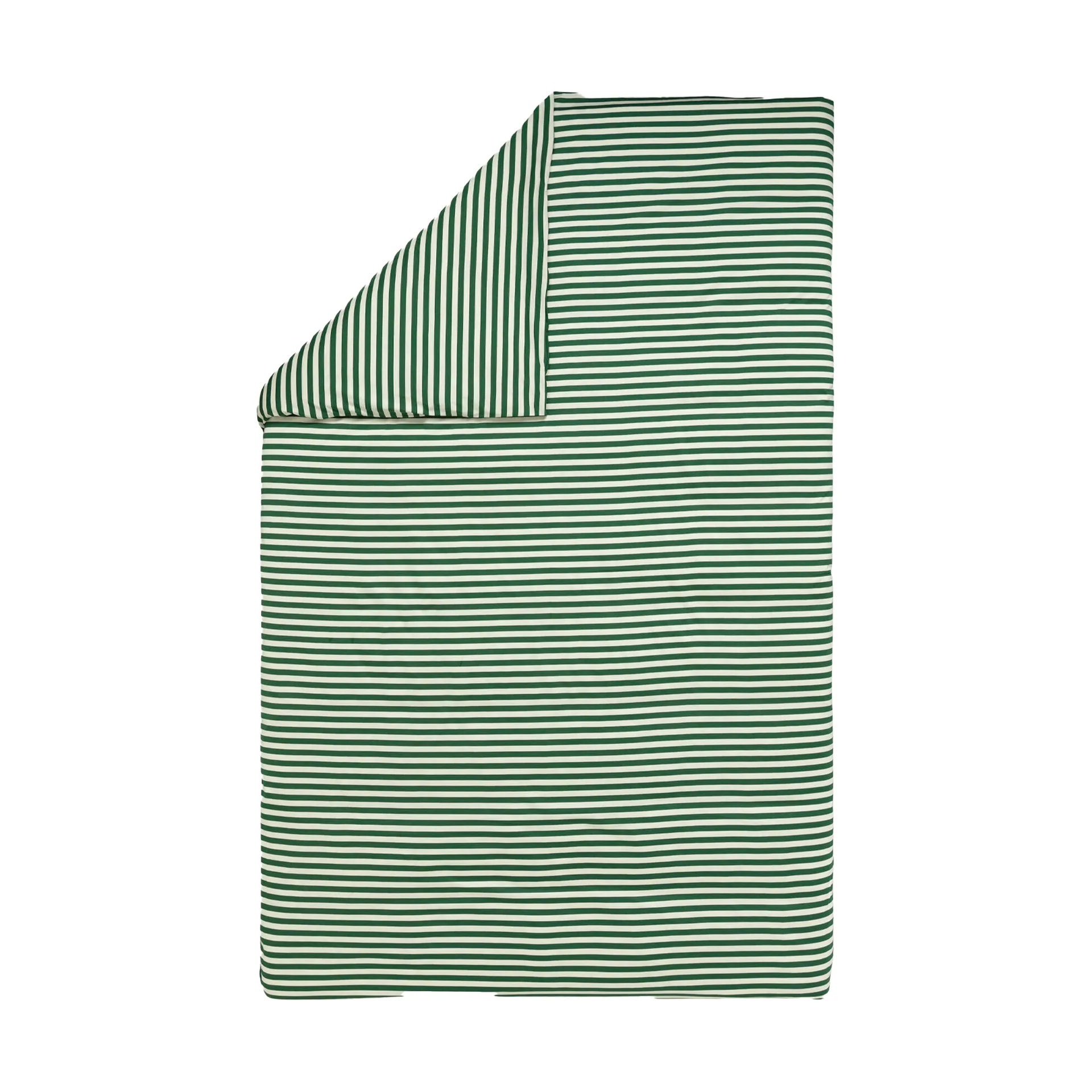 Tasaraita påslakan 150x210 cm, Off white-dark green Marimekko