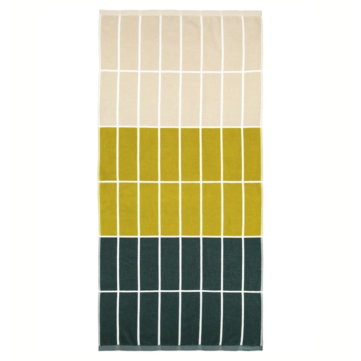 Tiiliskivi handduk mörkgrön-gul-beige - 70x140 cm - Marimekko