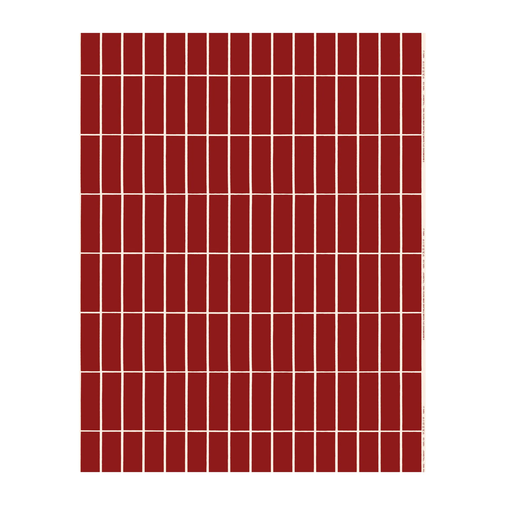 Tiiliskivi satintyg, Röd-beige Marimekko