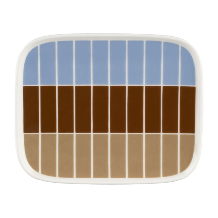 Tiiliskivi tallrik 12x15 cm - Ljusblå-rödbrun-beige - Marimekko