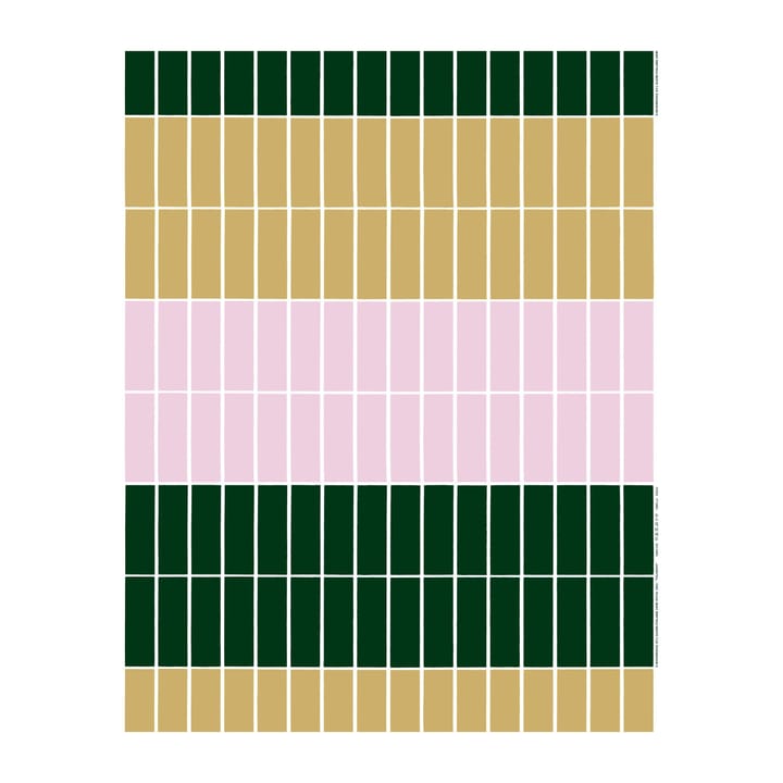 Tiiliskivi tyg - Beige-rosa-mörkgrön - Marimekko
