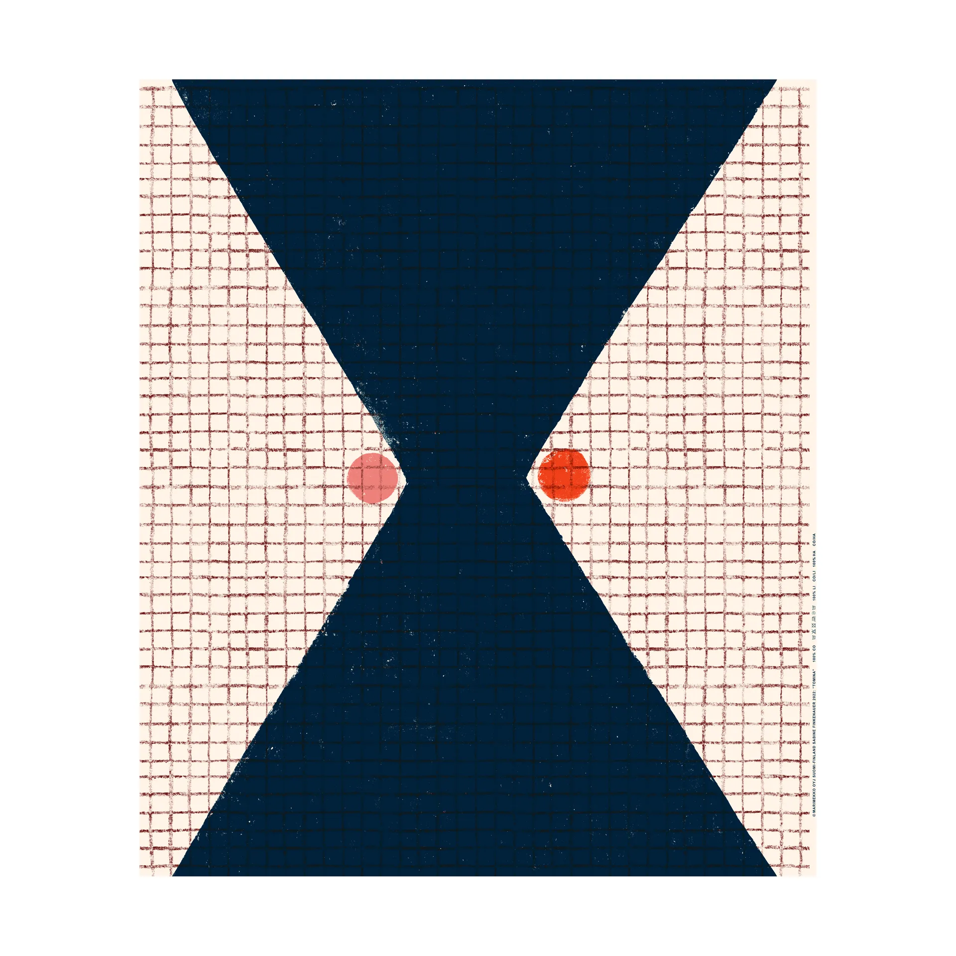 Tomina tyg bomull, Cotton-blue-red Marimekko