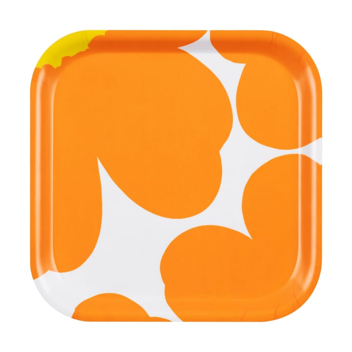 Unikko 60-årsjubileum bricka 20x20 cm, White-orange-yellow Marimekko