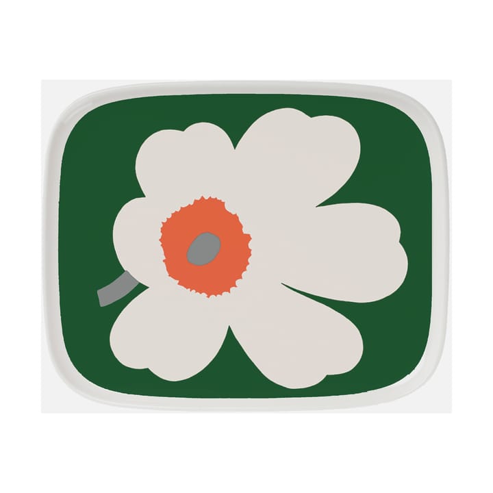 Unikko 60-årsjubileum fat 12x15 cm, White-green-orange Marimekko