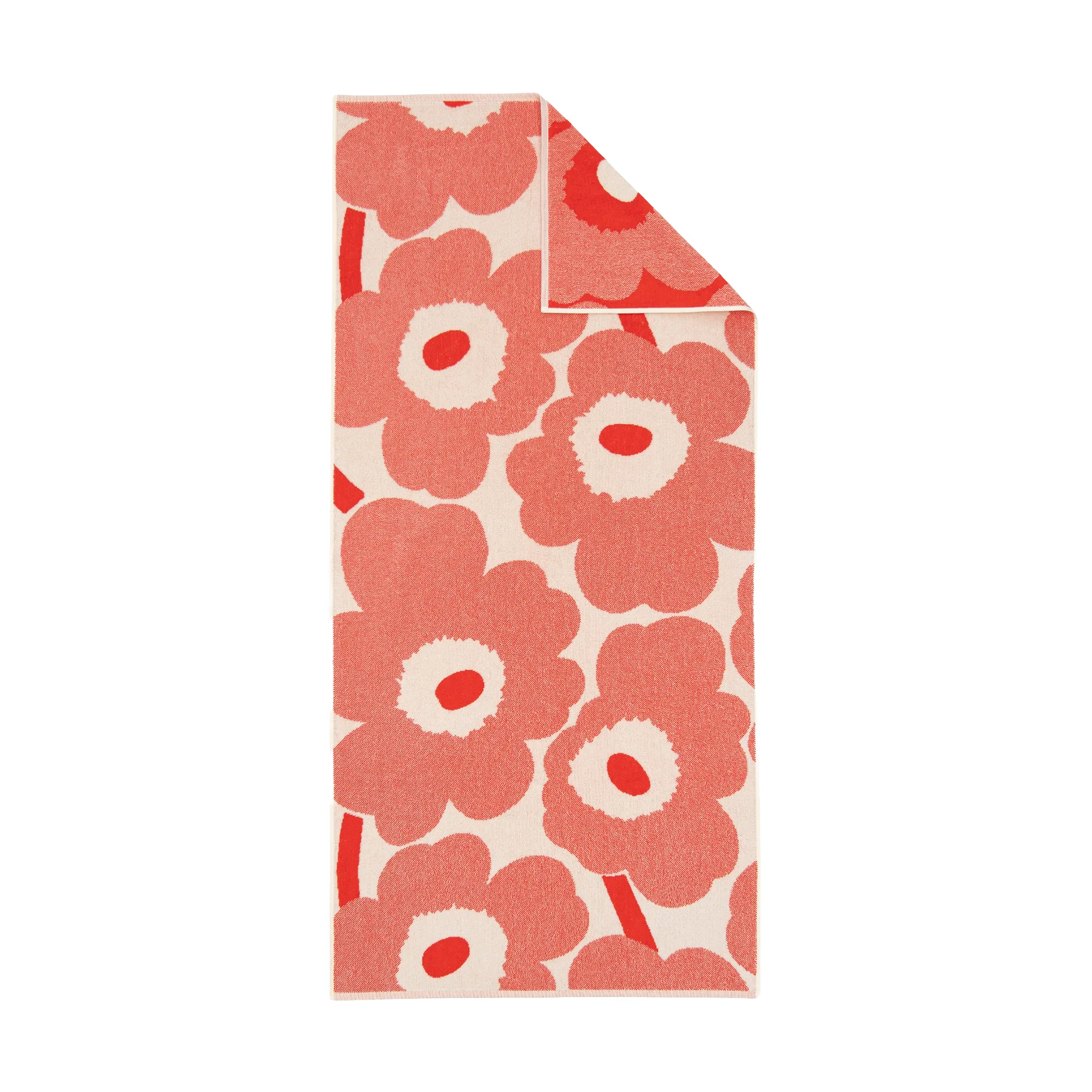 Unikko badhandduk 70x150 cm, Off white-orange red Marimekko
