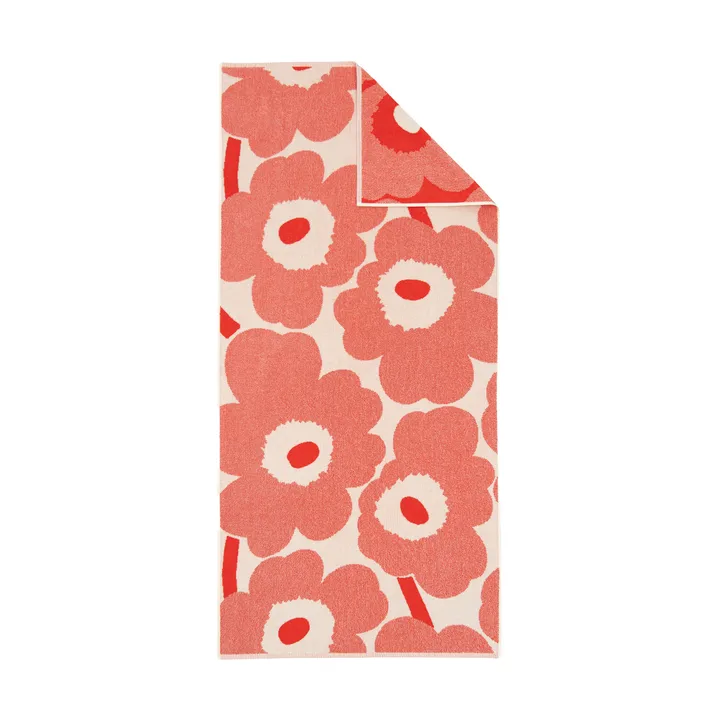 Unikko badhandduk 70x150 cm - Off white-orange red - Marimekko