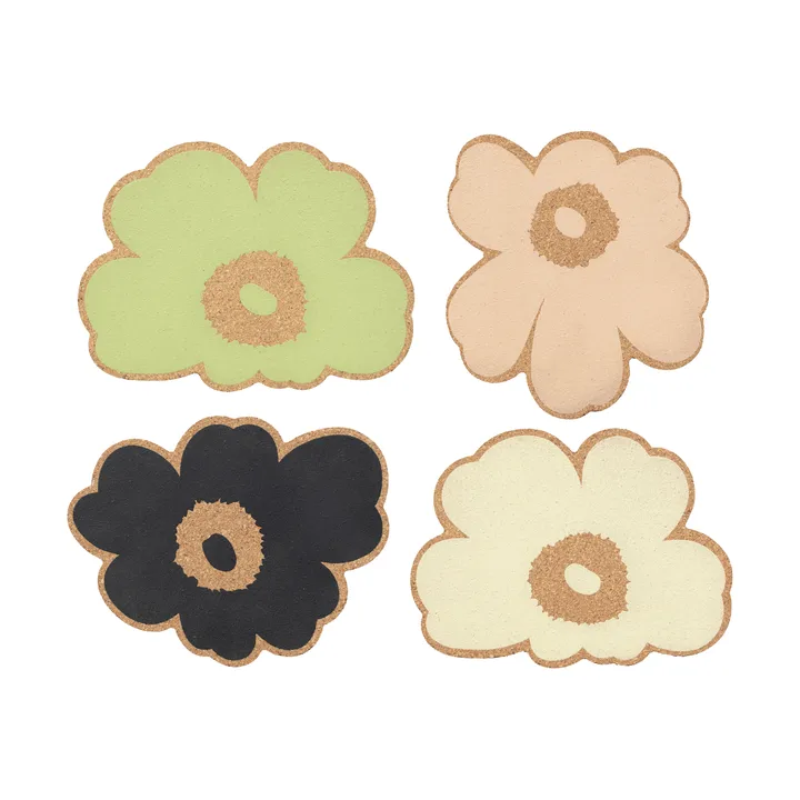 Unikko cork glasunderlägg 4 delar - Multicolour assortment - Marimekko