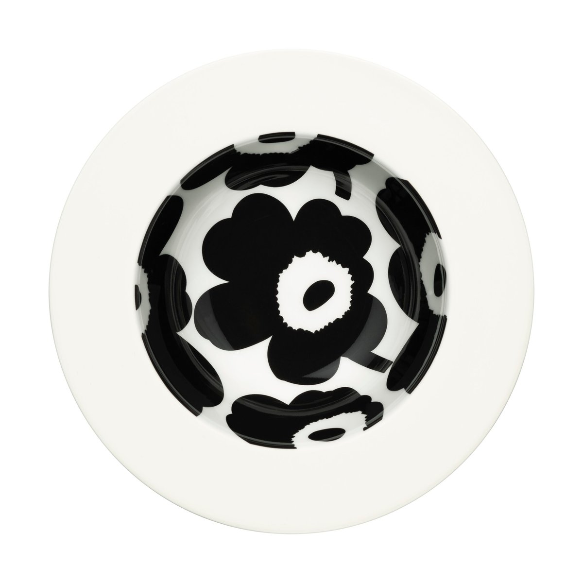 Marimekko Unikko djup tallrik 20 cm White-black | Skandinavisk Design | Djupa tallrikar | Svart