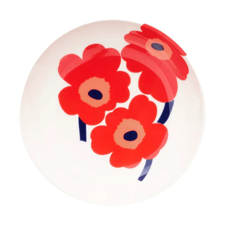 Unikko djup tallrik - White-red-blue - Marimekko