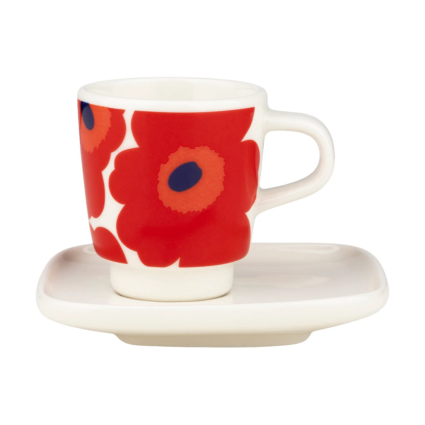 Unikko espresso kopp med fat 2-delar, White-red-blue Marimekko