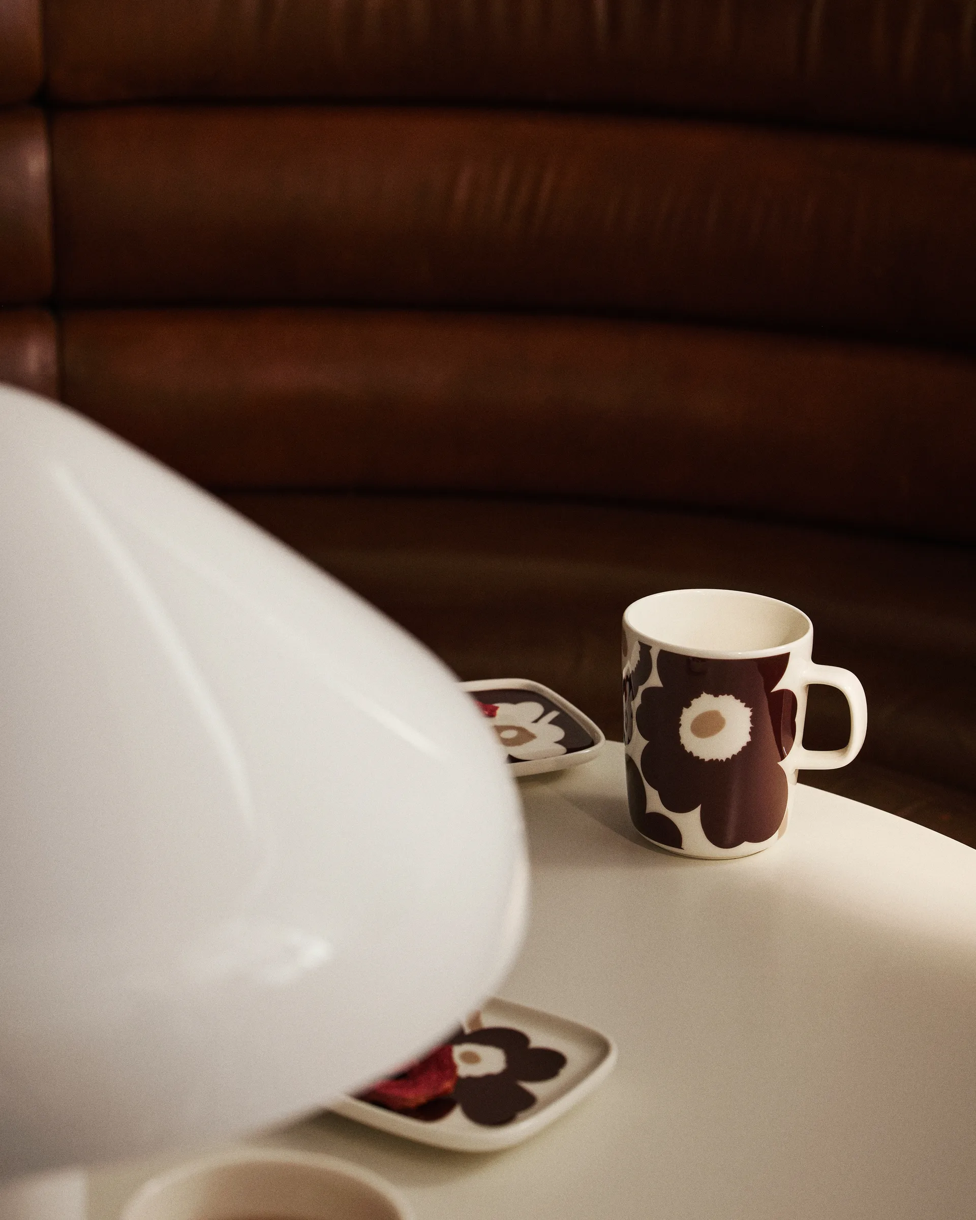 Unikko fat 10x10 cm 2-pack, Vinröd-vit-beige Marimekko