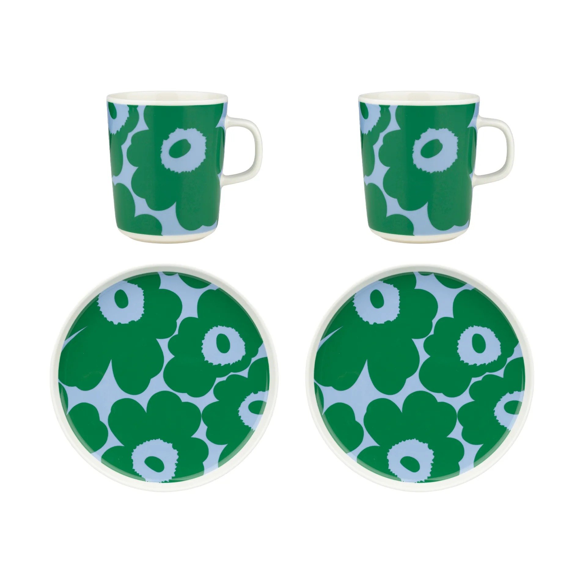 Unikko frukostset, White-green-light blue, 4 delar Marimekko