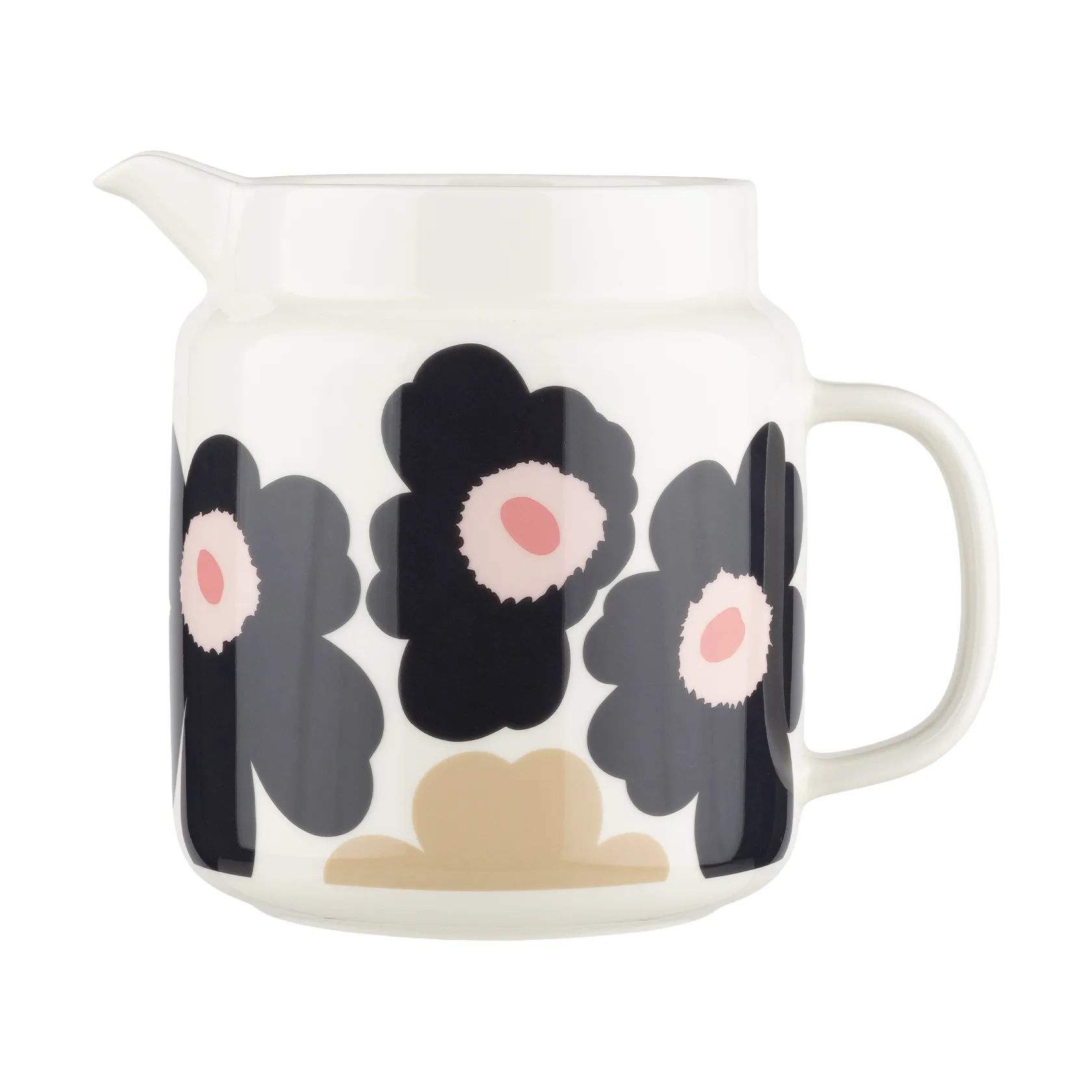 Unikko jug 1,25 L, Off white-charcoal-sand-pink Marimekko