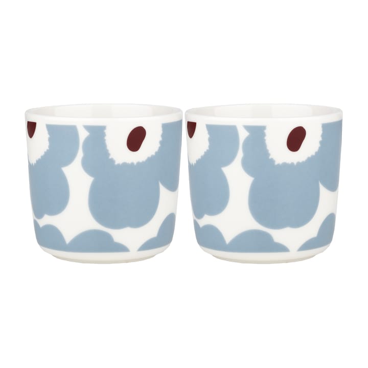Unikko kaffekopp utan öra 20 cl 2-pack, Vit-blågrå-vinröd Marimekko