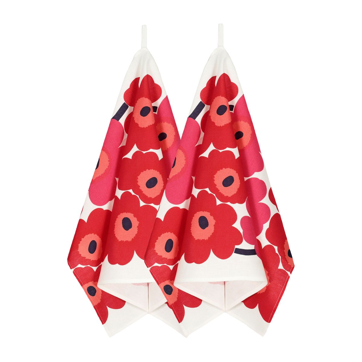 Marimekko Unikko kökshandduk 2-pack Vit-röd | Skandinavisk Design | Kökshanddukar | Röd