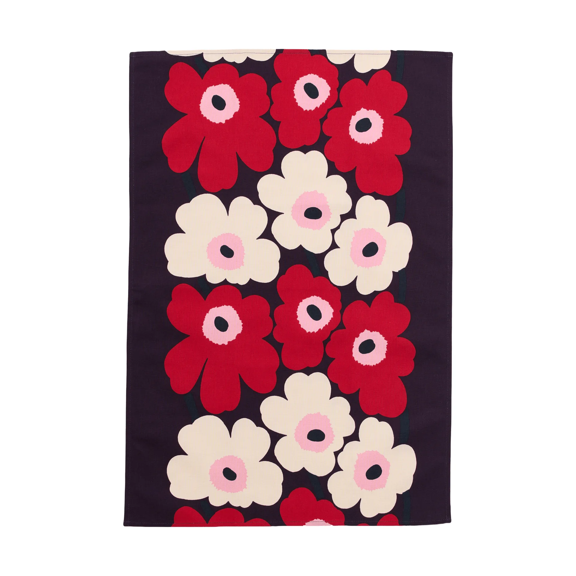 Unikko kökshandduk 47x70 cm, Plum-cranberry-off white-rose Marimekko