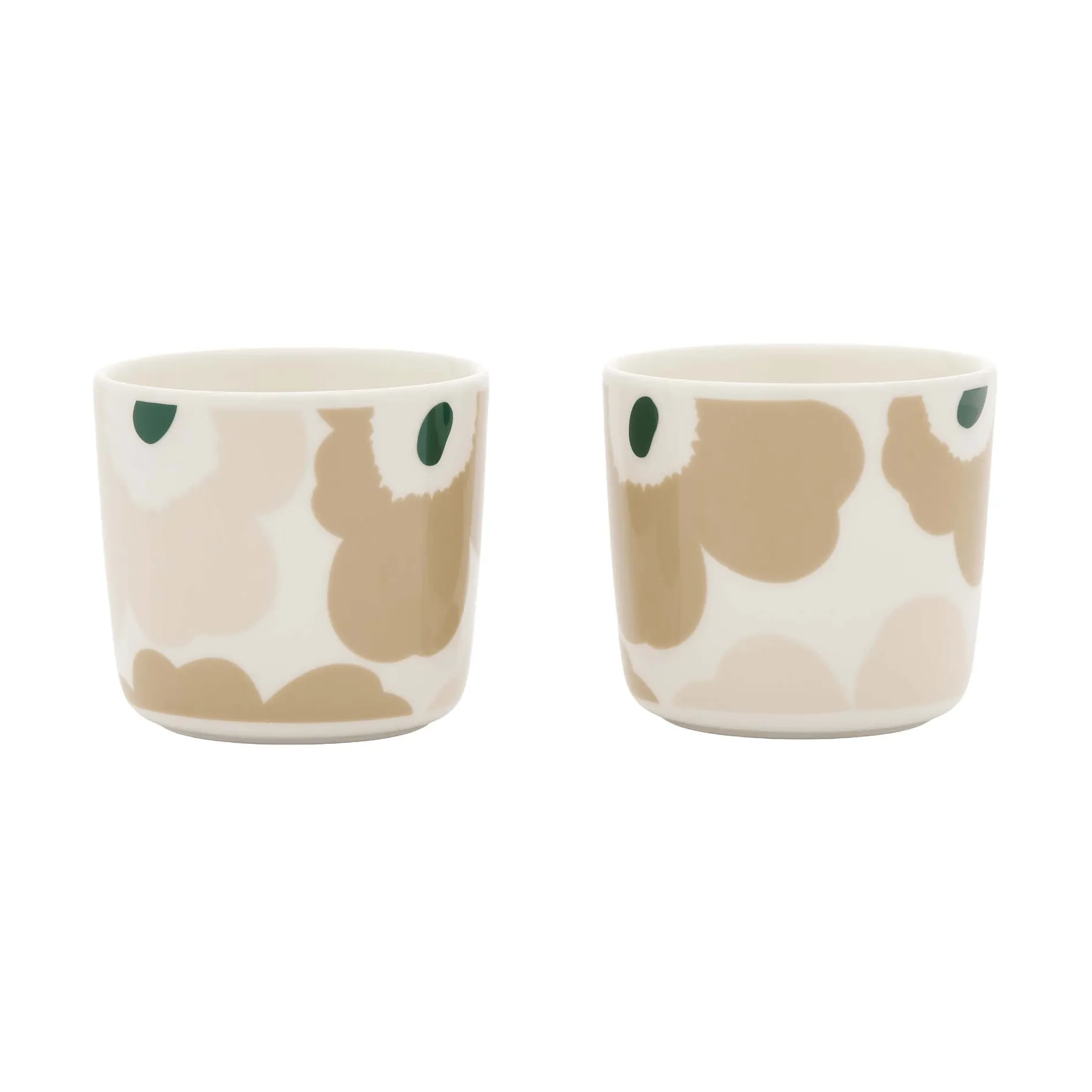 Unikko kopp utan handtag 2 delar, White-light sand-beige-dark green, 20 cl Marimekko