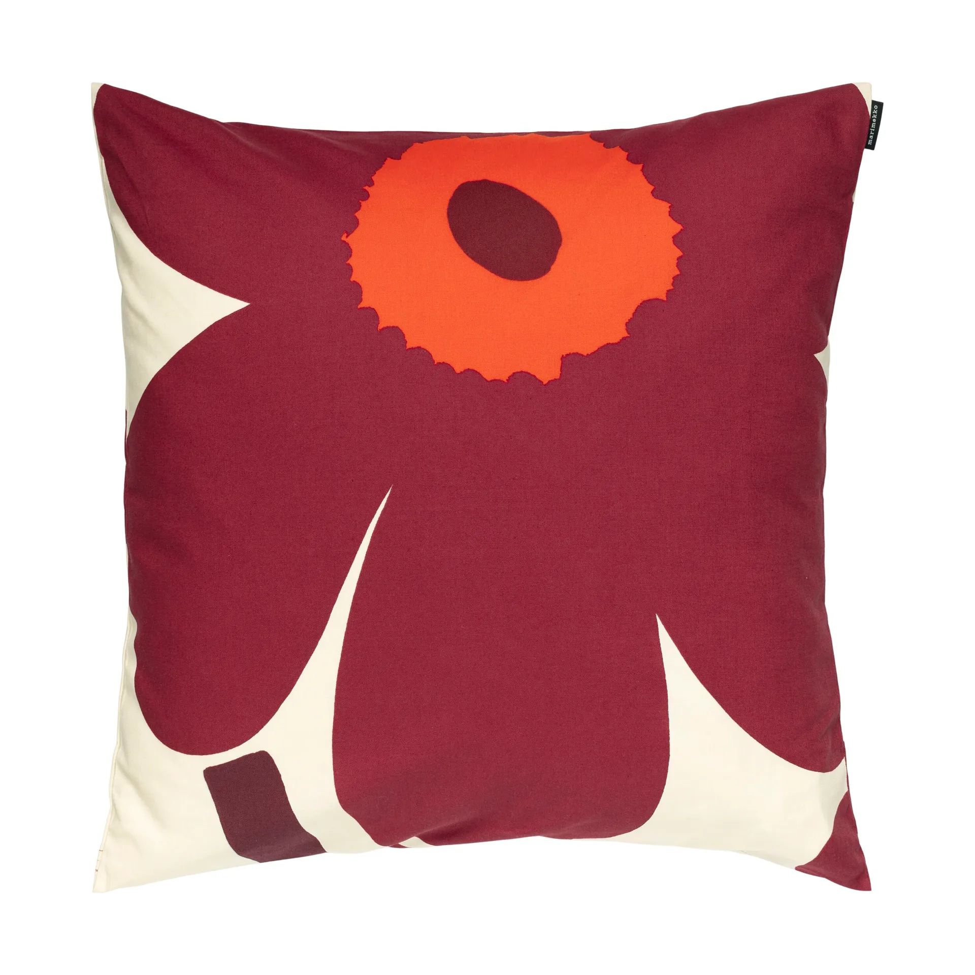 Unikko kuddfodral 50x50 cm, Vanilla-burgundy-red Marimekko