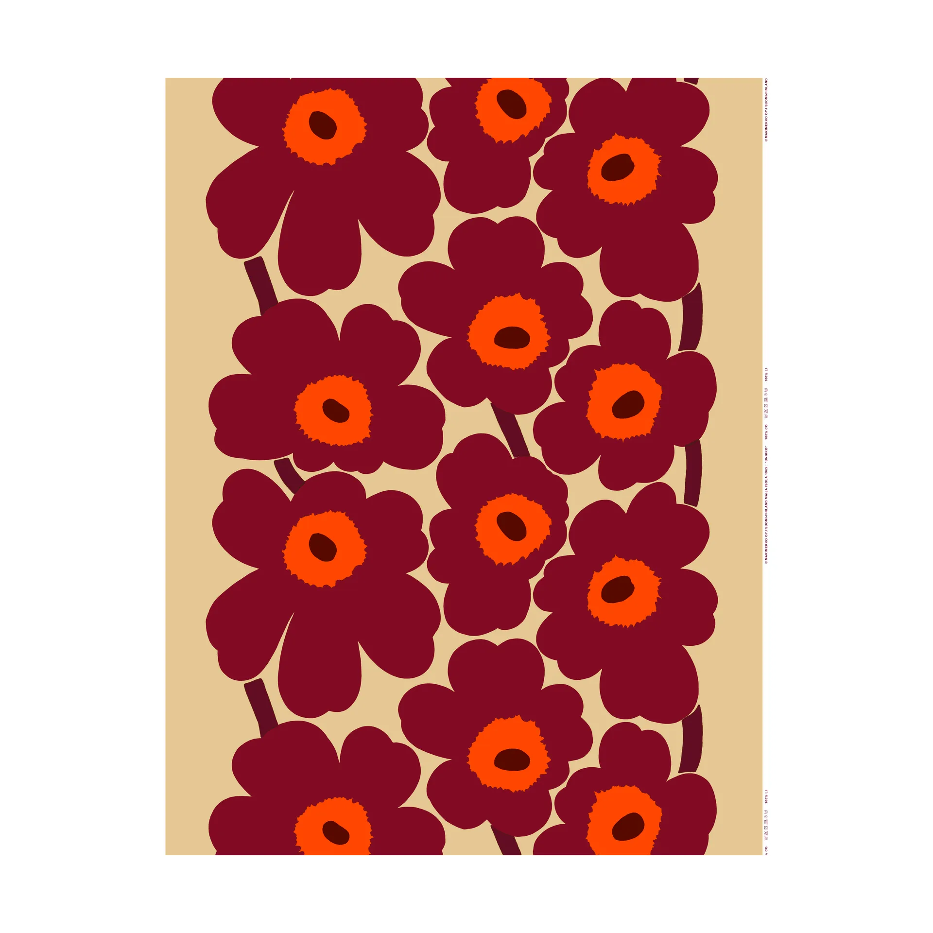 Unikko linnetyg, Vanilla-wine red-red Marimekko
