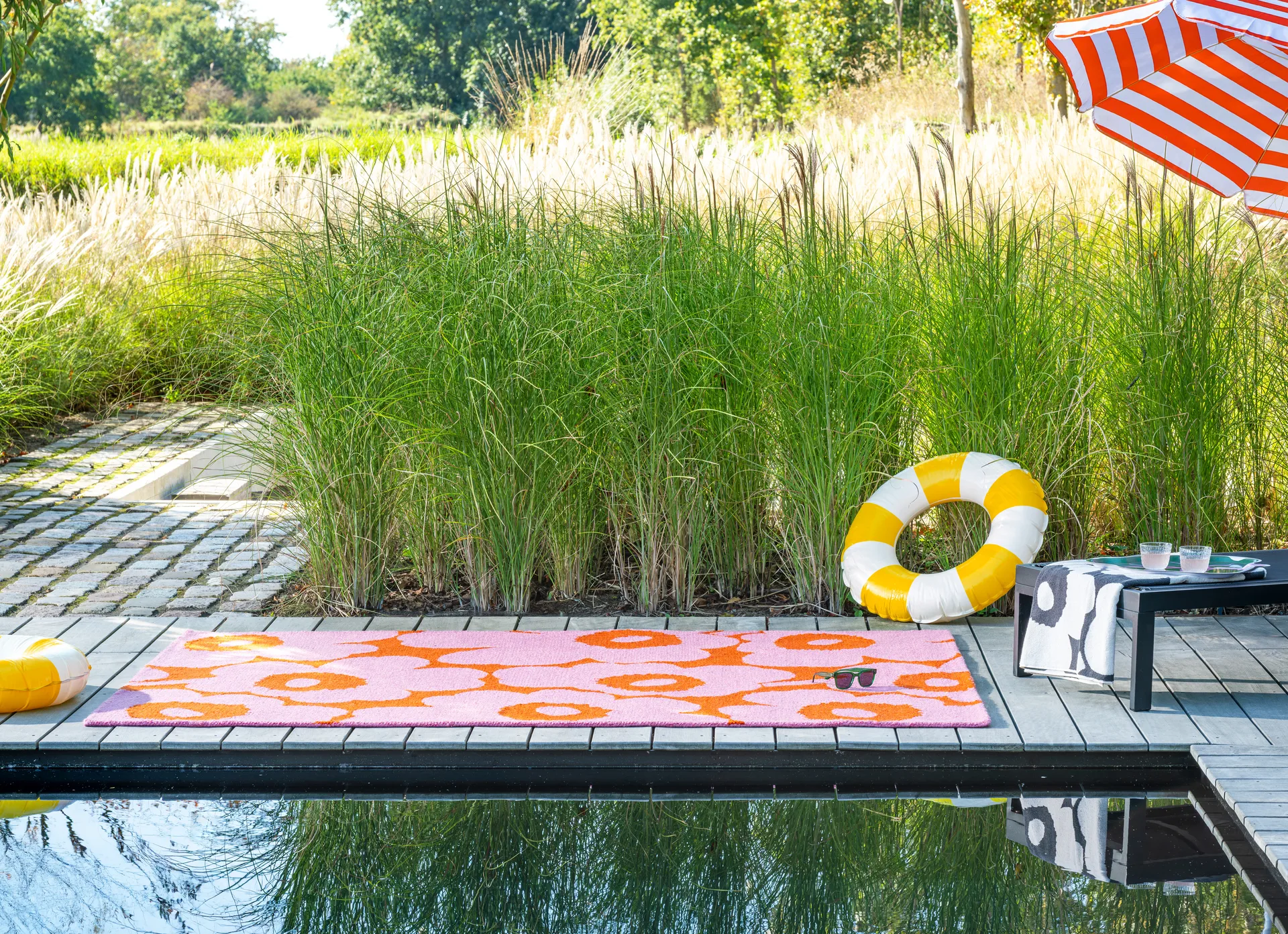 Unikko matta outdoor, Pink-orange, 160x230 cm Marimekko