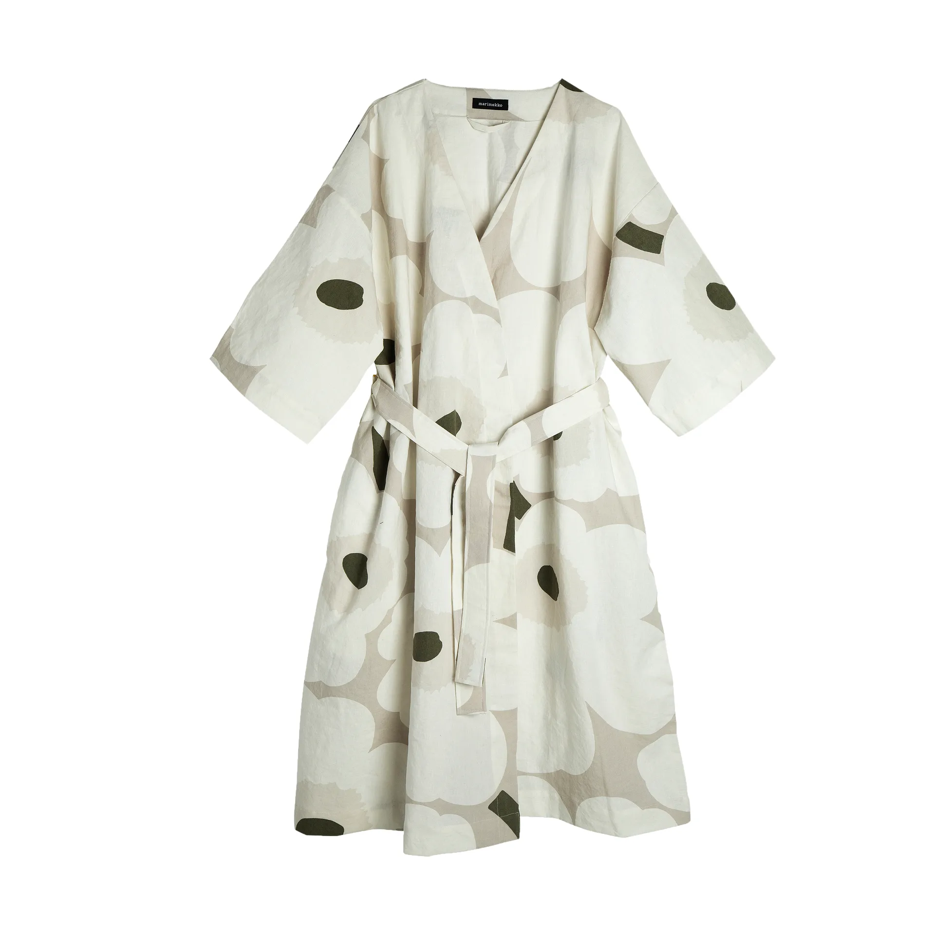 Unikko morgonrock, Beige-white-green, S/M Marimekko