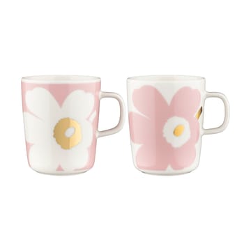 Unikko mugg 2,5 dl 2-pack - White-Light pink-gold - Marimekko