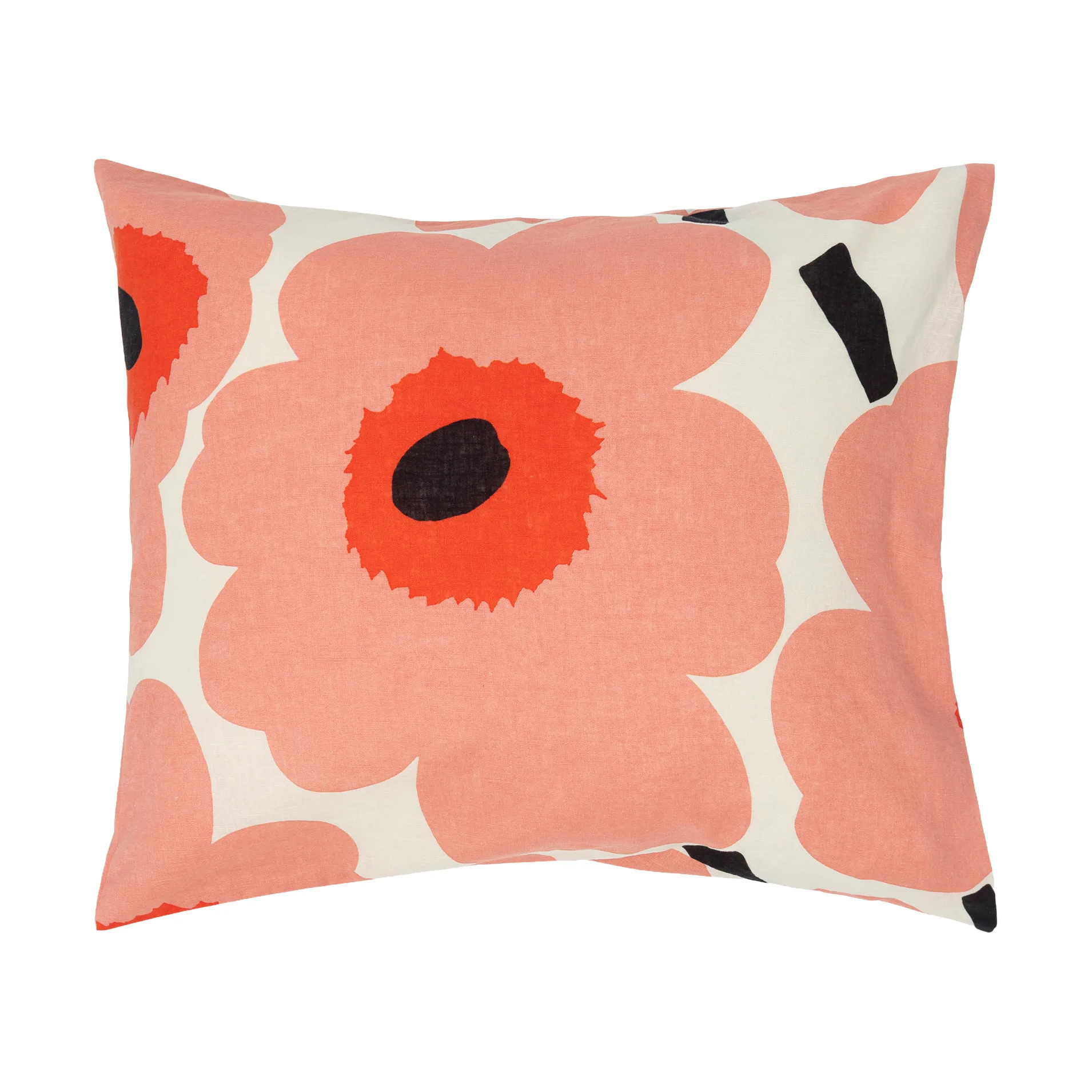 Unikko örngott 50x60 cm, Off white-coral-orange red