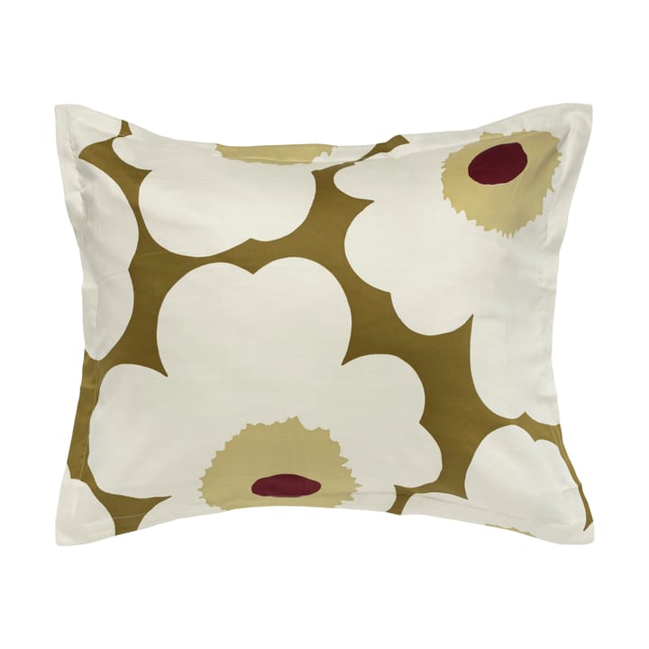 Unikko örngott satin 50x60 cm - Green umber-cream - Marimekko