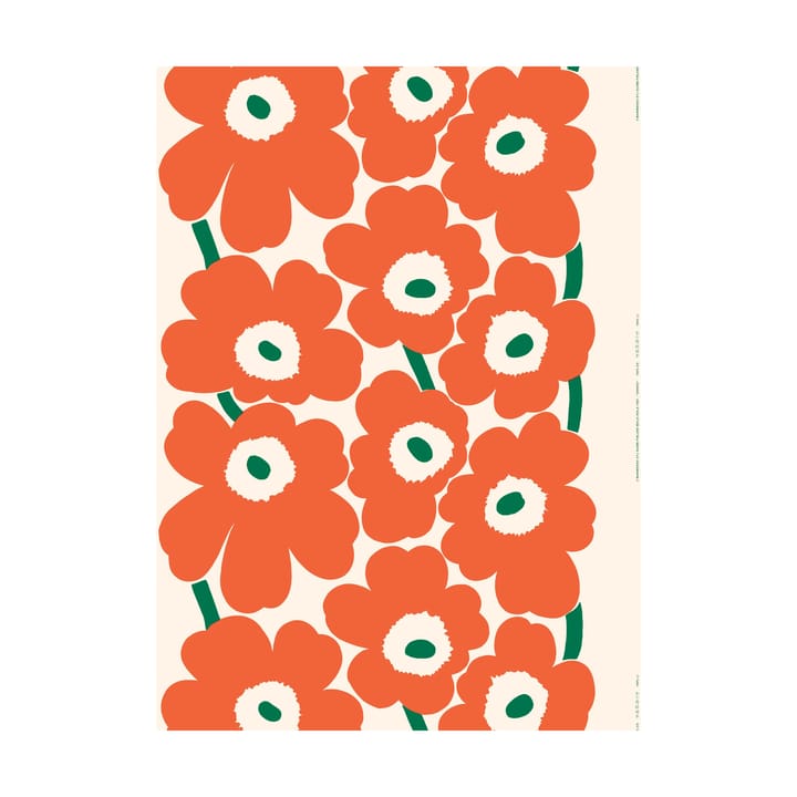 Unikko Outdoor tyg - Off white-orange-green - Marimekko