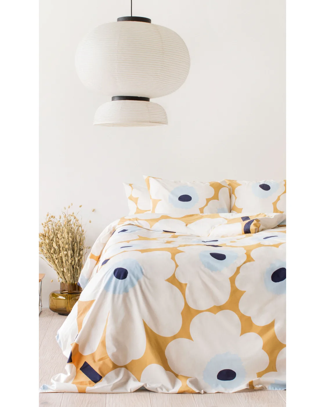 Unikko påslakan 150x210 cm, Beige-offwhite-blå Marimekko