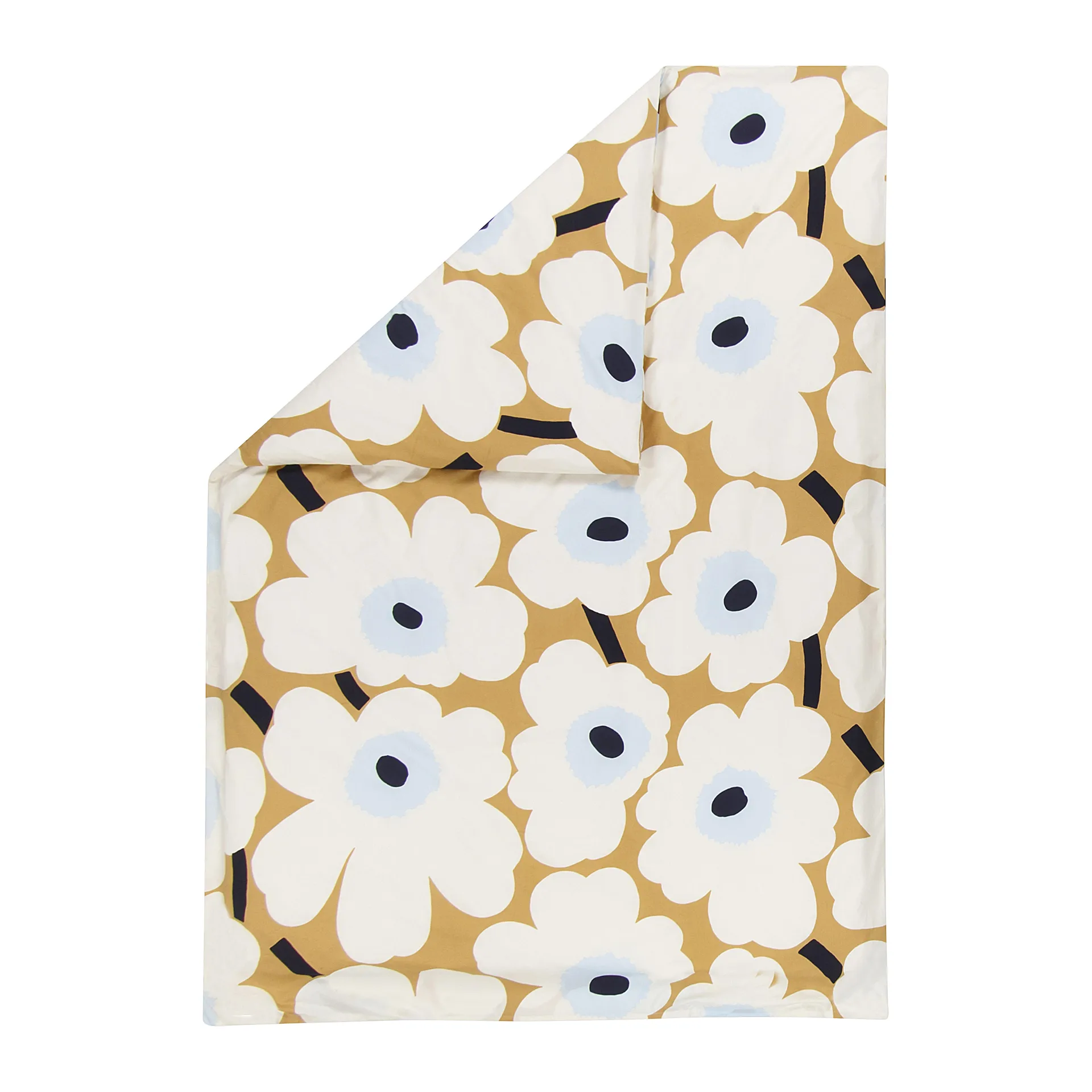 Unikko påslakan 150x210 cm, Beige-offwhite-blå Marimekko