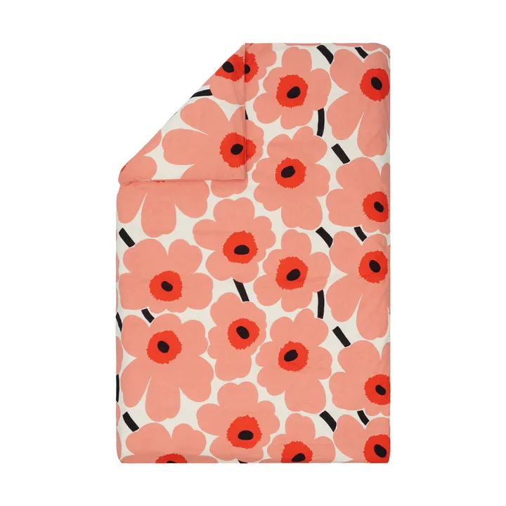 Unikko påslakan 150x210 cm - Off white-coral-orange red-charcoal - Marimekko