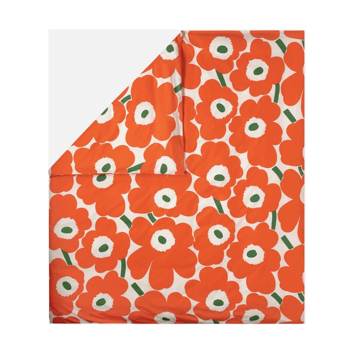 Unikko påslakan 220x240 cm - Off white-orange-green - Marimekko