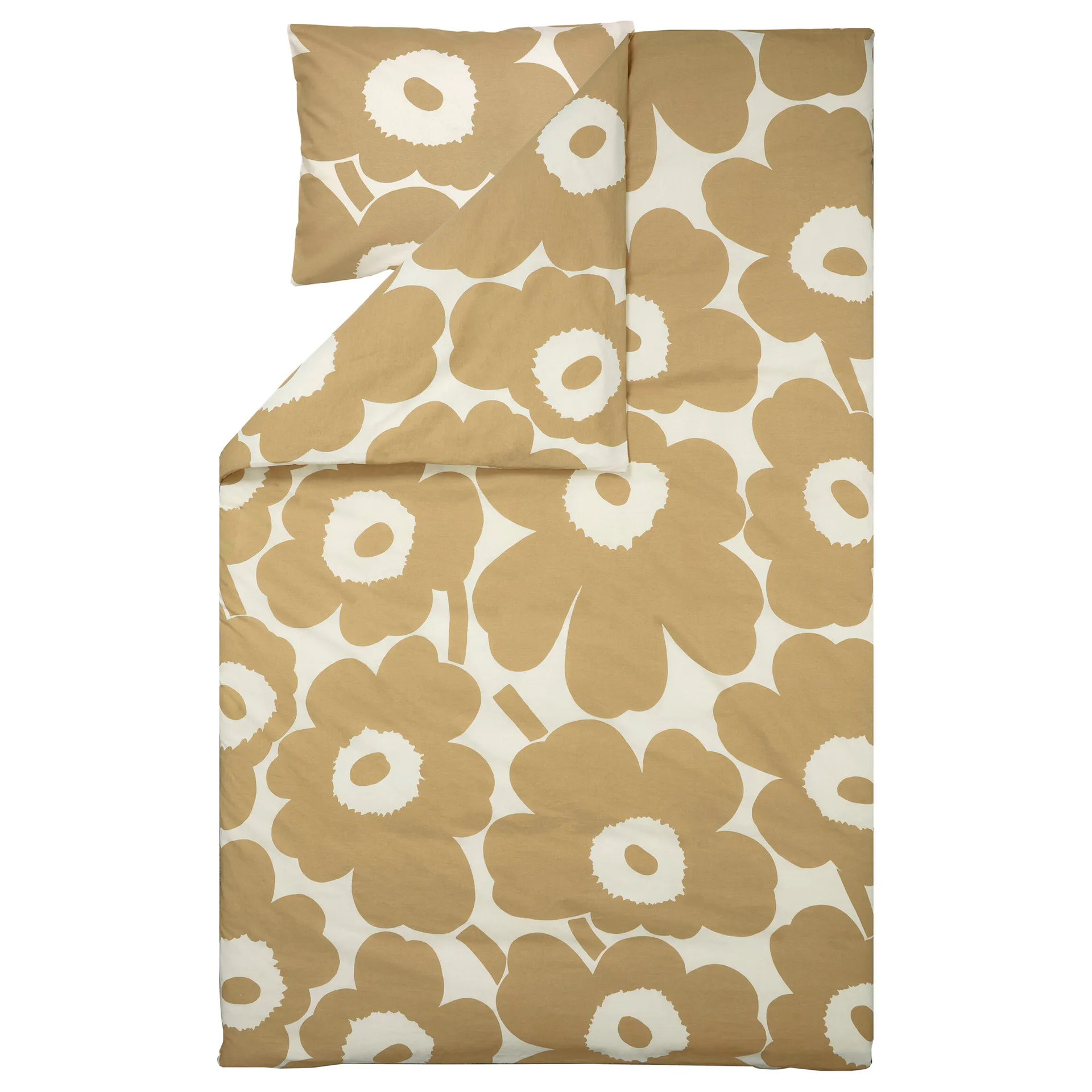Unikko påslakan bomull-hampa 150x210 cm, Beige Marimekko