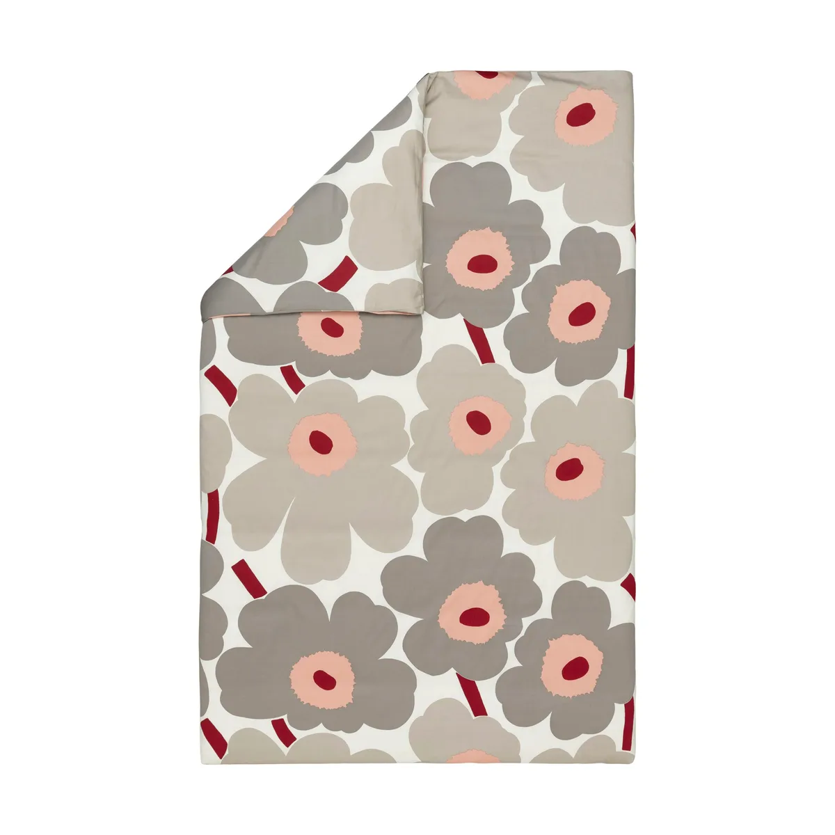 Marimekko Unikko påslakan satin 150x210 cm Off white-warm grey-pink