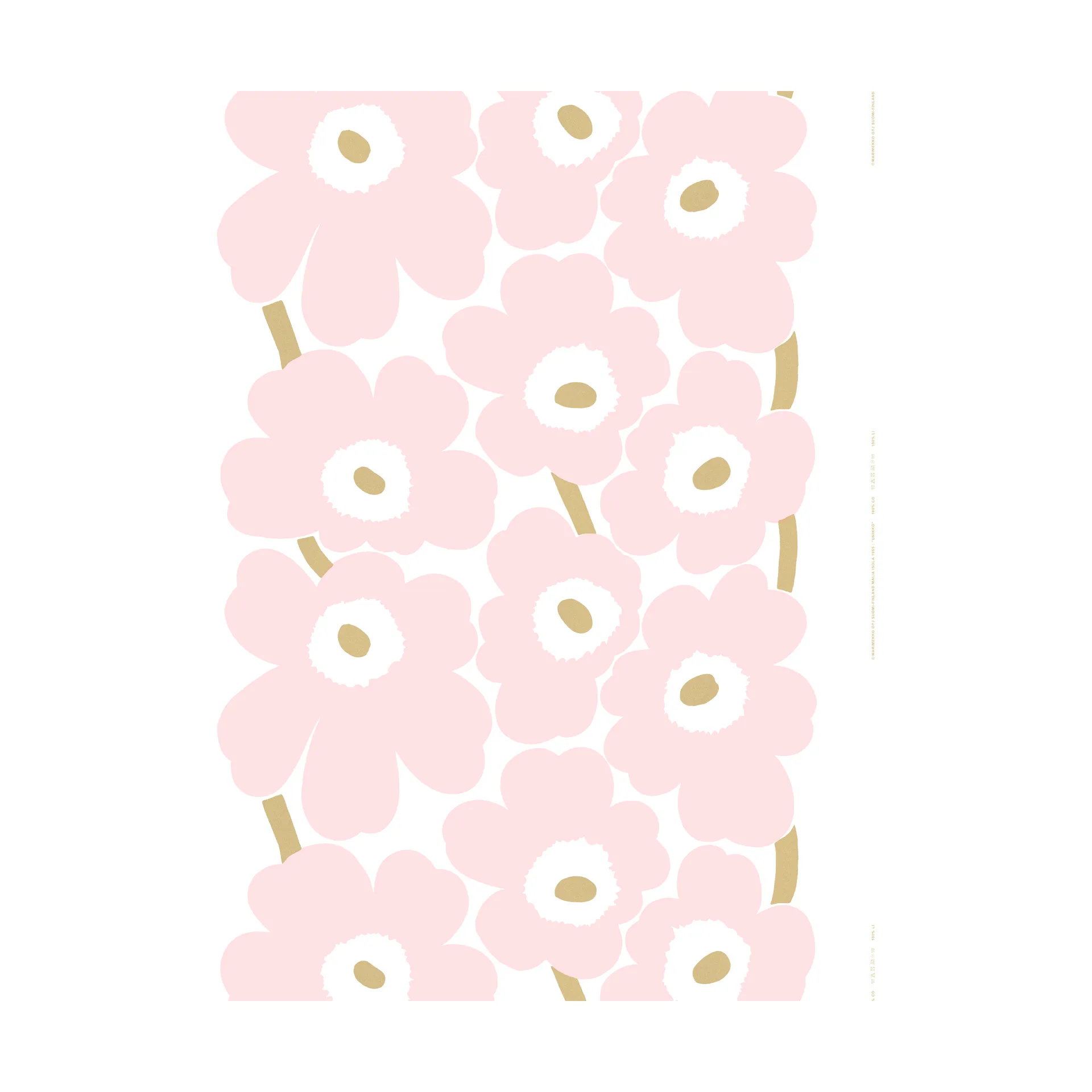 Unikko satintyg, White-Light pink-gold Marimekko