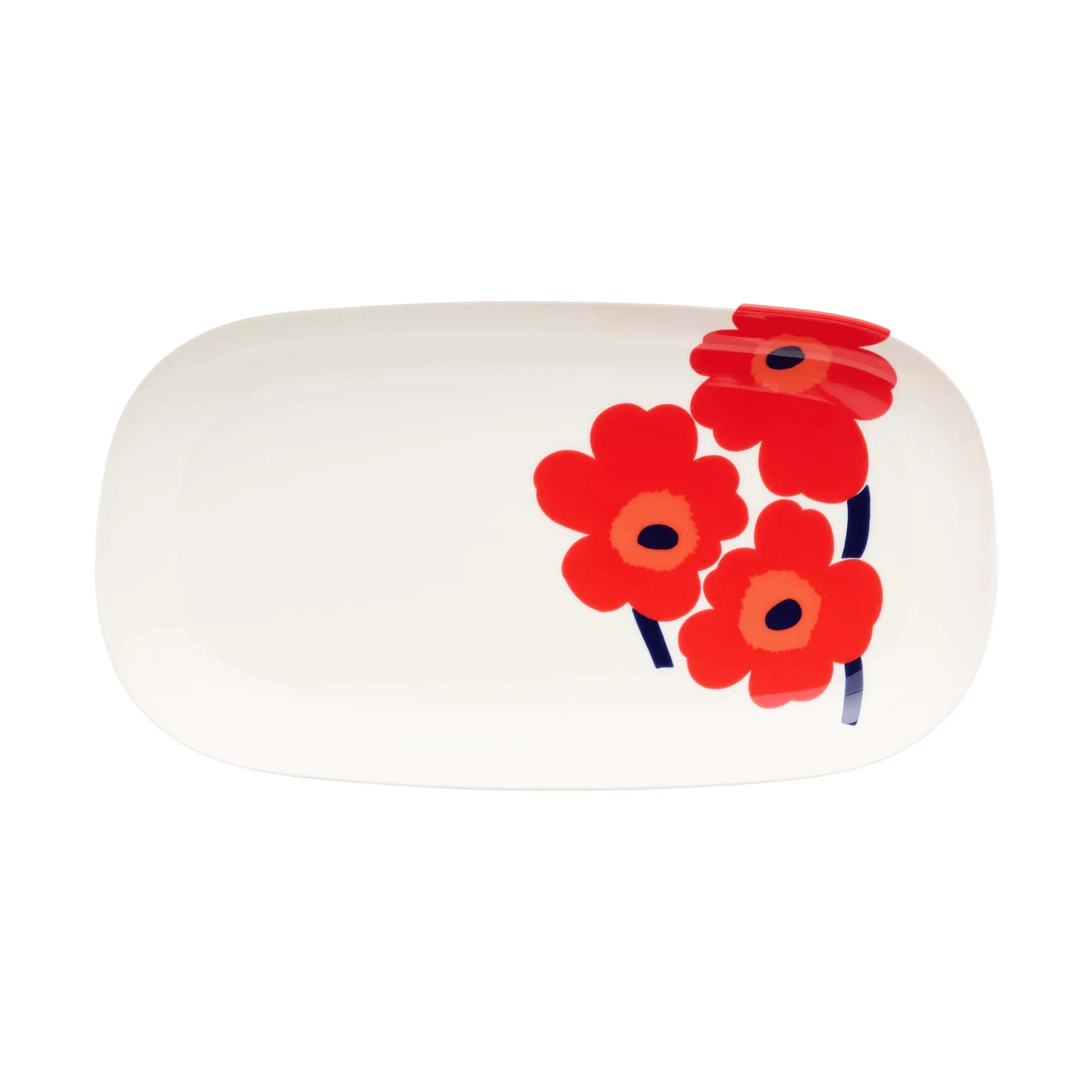 Unikko serveringsfat 17x32 cm, White-red-blue Marimekko