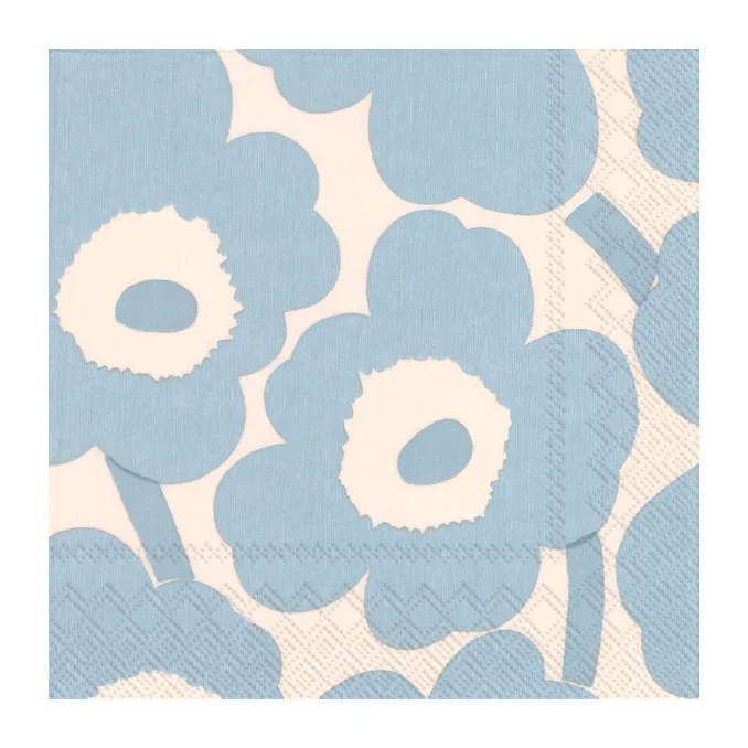 Unikko servett 33x33 cm 20-pack, Cream light blue Marimekko