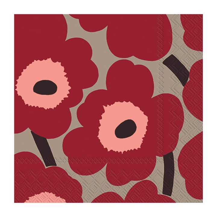 Unikko servett 33x33 cm 20-pack - Red-linen - Marimekko