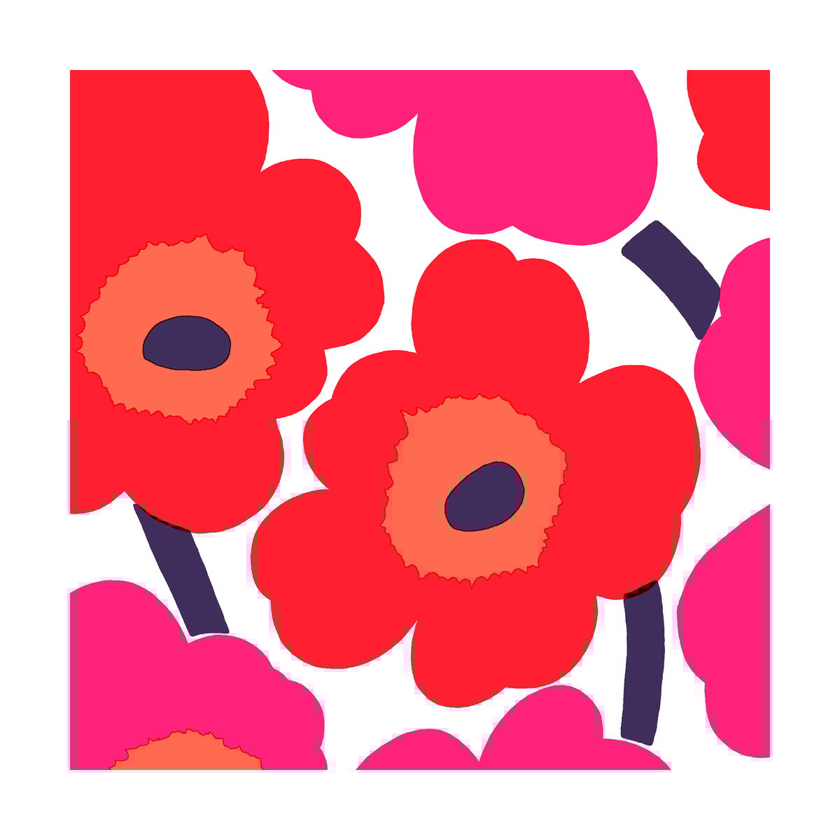 Marimekko Unikko servett 33x33 cm 20-pack Red | Skandinavisk Design | Servetter | Röd