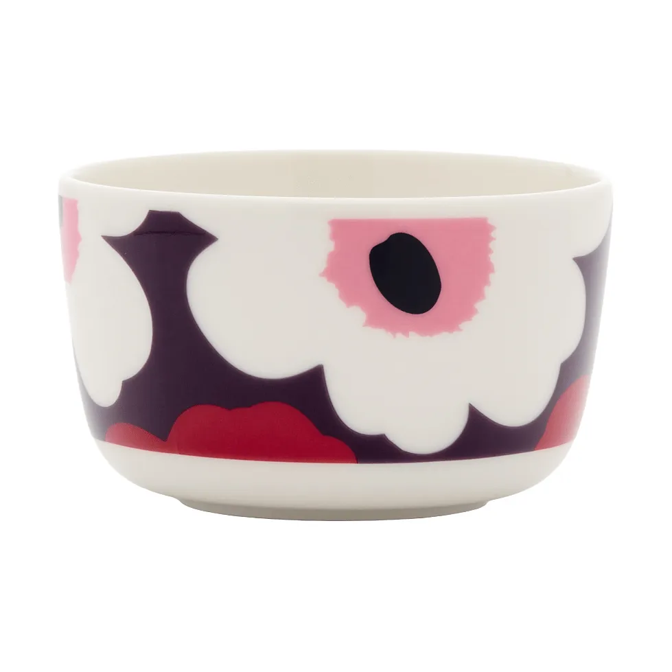 Unikko skål 2,5 dl, White-plum-cranberry-pink Marimekko